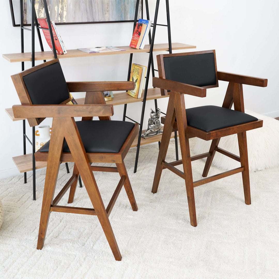 The Athena Counter Chair In Black Vegan Leather Era and Style Inspired Home Décor 3