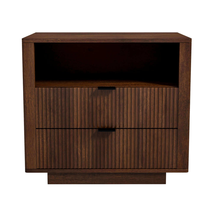 The Lola Mid Century Modern Walnut Nightstand 2-Drawer Bed Side Table Era and Style Inspired Home Décor 3