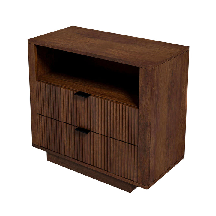 The Lola Mid Century Modern Walnut Nightstand 2-Drawer Bed Side Table Era and Style Inspired Home Décor 7