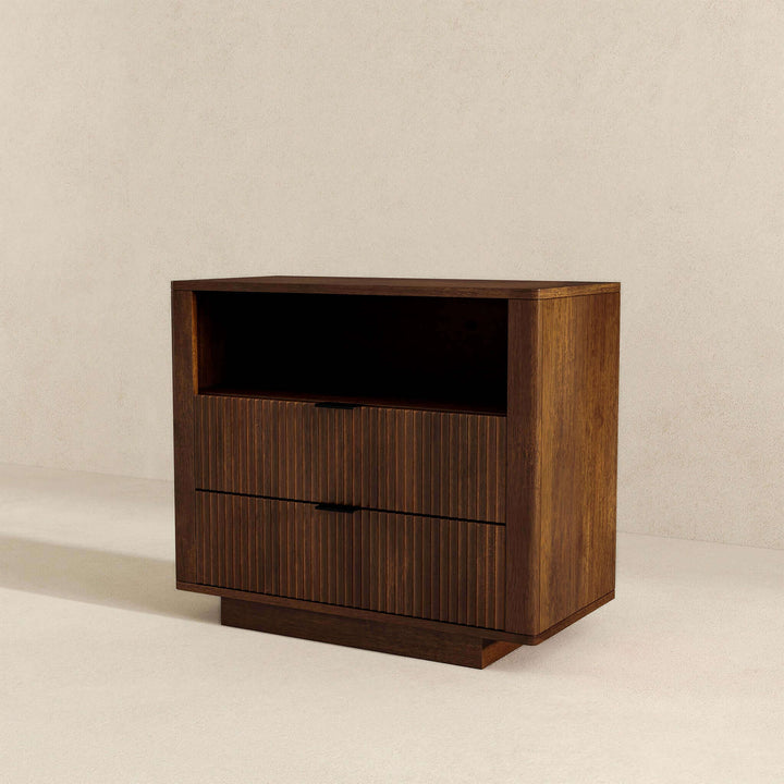 The Lola Mid Century Modern Walnut Nightstand 2-Drawer Bed Side Table Era and Style Inspired Home Décor 6