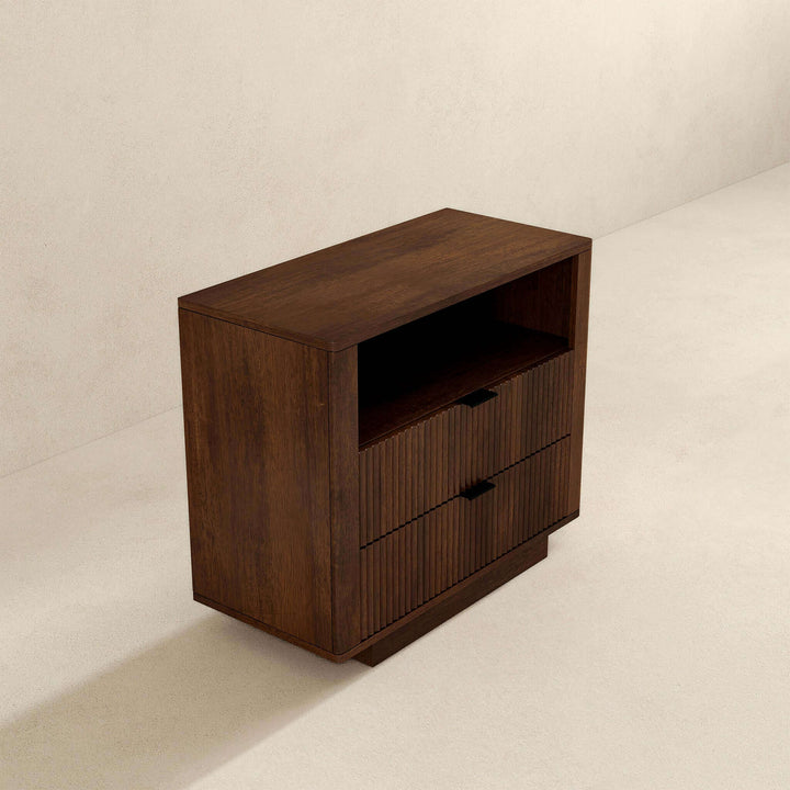 The Lola Mid Century Modern Walnut Nightstand 2-Drawer Bed Side Table Era and Style Inspired Home Décor 5