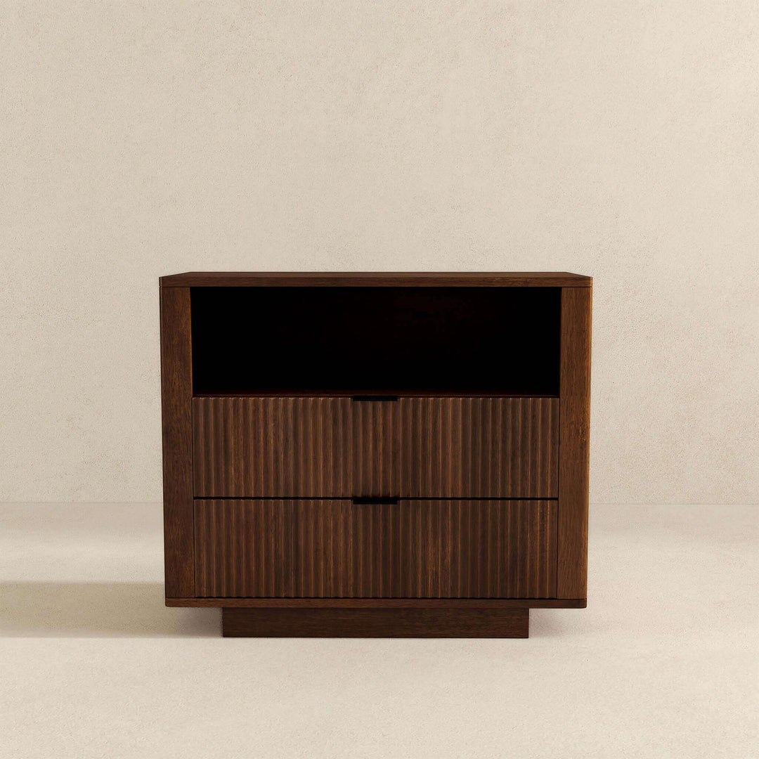 The Lola Mid Century Modern Walnut Nightstand 2-Drawer Bed Side Table Era and Style Inspired Home Décor 4