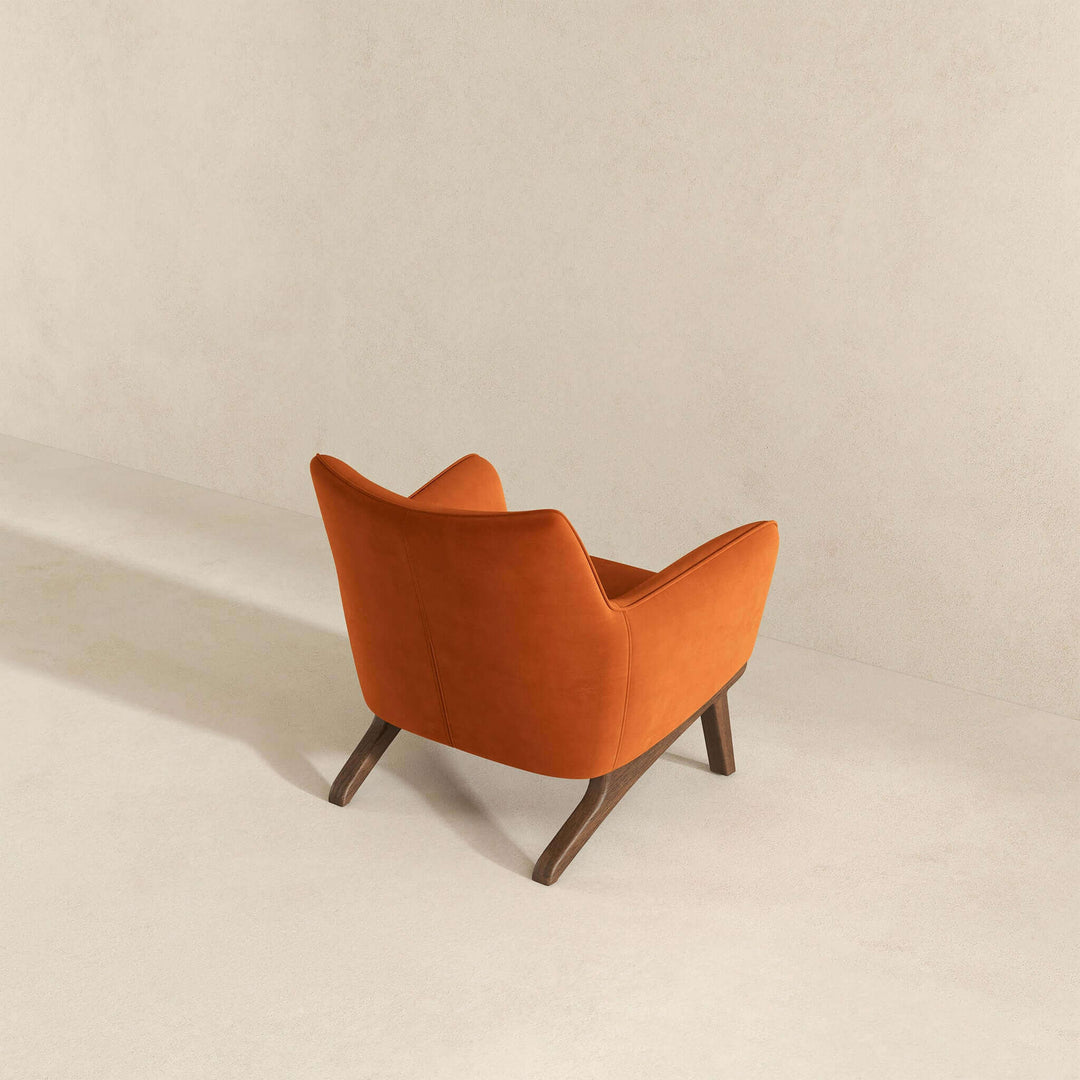 The Brayden Mid Century Modern Burnt Orange Velvet Armchair Era and Style Inspired Home Décor 6