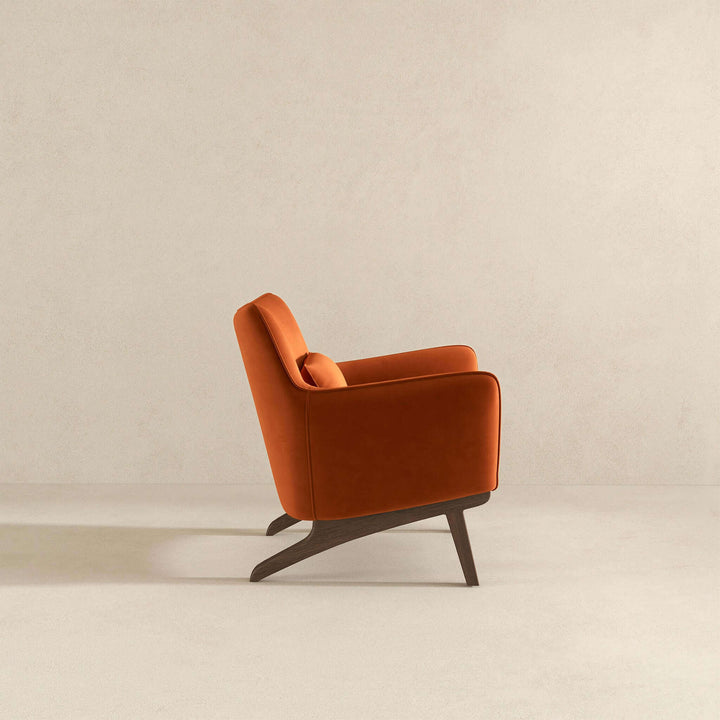 The Brayden Mid Century Modern Burnt Orange Velvet Armchair Era and Style Inspired Home Décor 5