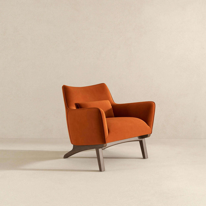 The Brayden Mid Century Modern Burnt Orange Velvet Armchair Era and Style Inspired Home Décor 4