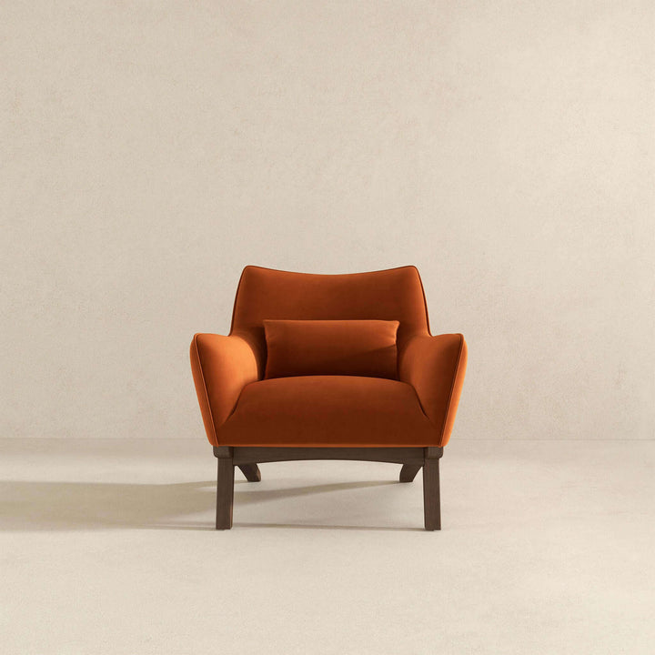 The Brayden Mid Century Modern Burnt Orange Velvet Armchair Era and Style Inspired Home Décor 3