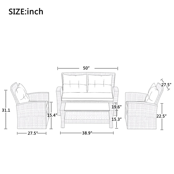 4-Piece Tengbian All Weather Wicker Patio Furniture Set