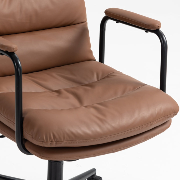 Ergonomic Faux Leather Office Chair in Classic Brown