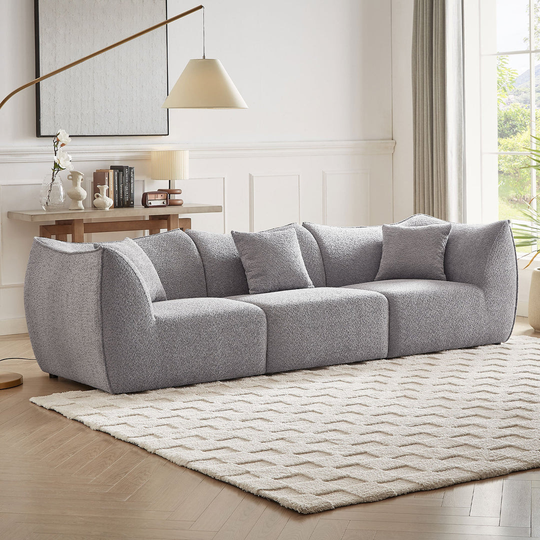 Plush Teddy Fleece Modern Deep 3-Seat Sofa