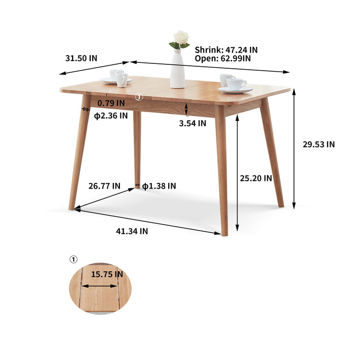 Natural Solid Oak Round Corner Dining Table