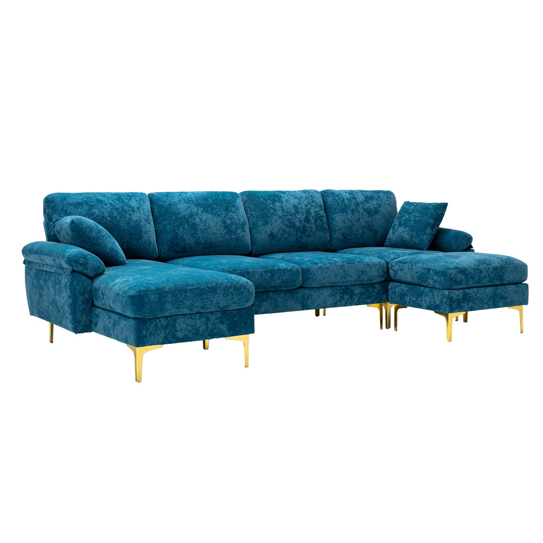 Chic Teal Blue U-Shape Sectional Sofa