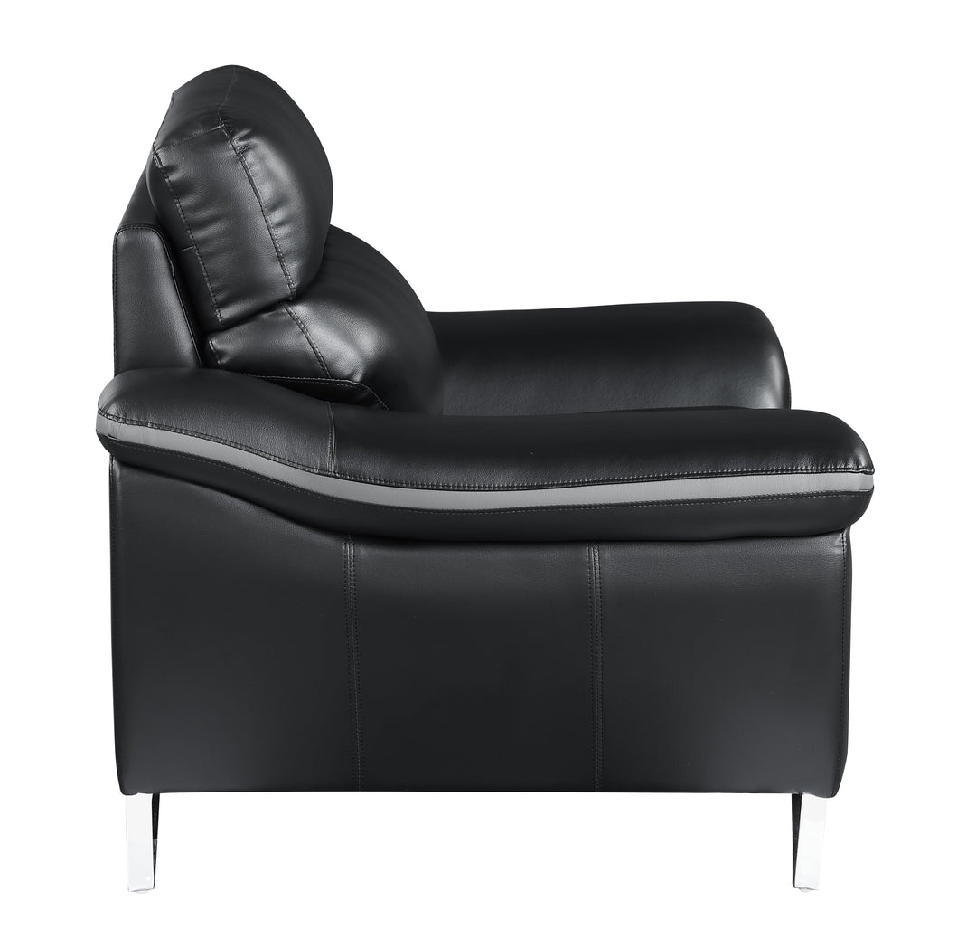 Genuine Leather Black Loveseat