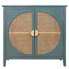 Elegant 2-Door Cabinet with Natural Rattan Weaving