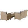 4-Piece Outdoor Beige Rattan Patio Furniture Set