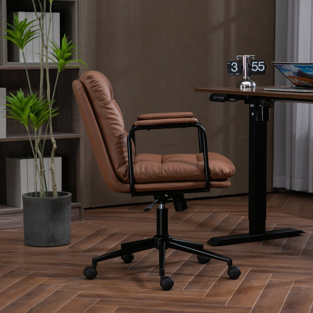 Ergonomic Faux Leather Office Chair in Classic Brown