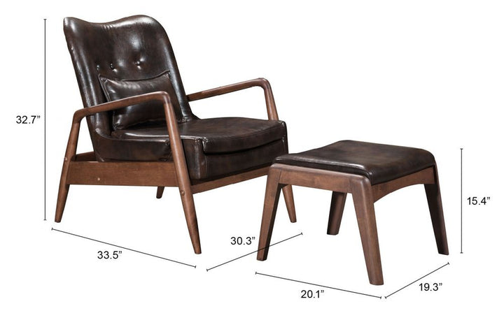 The Bully Lounge Chair & Ottoman Brown  Era and Style Inspired Home Decor 1