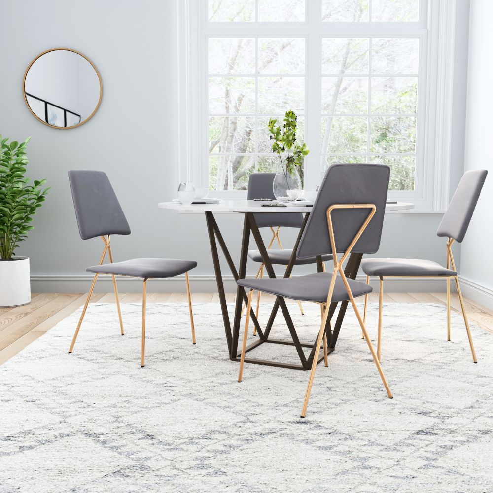 The Chloe Dining Chair (Set of 2) Gray & Gold  Era and Style Inspired Home Decor 1