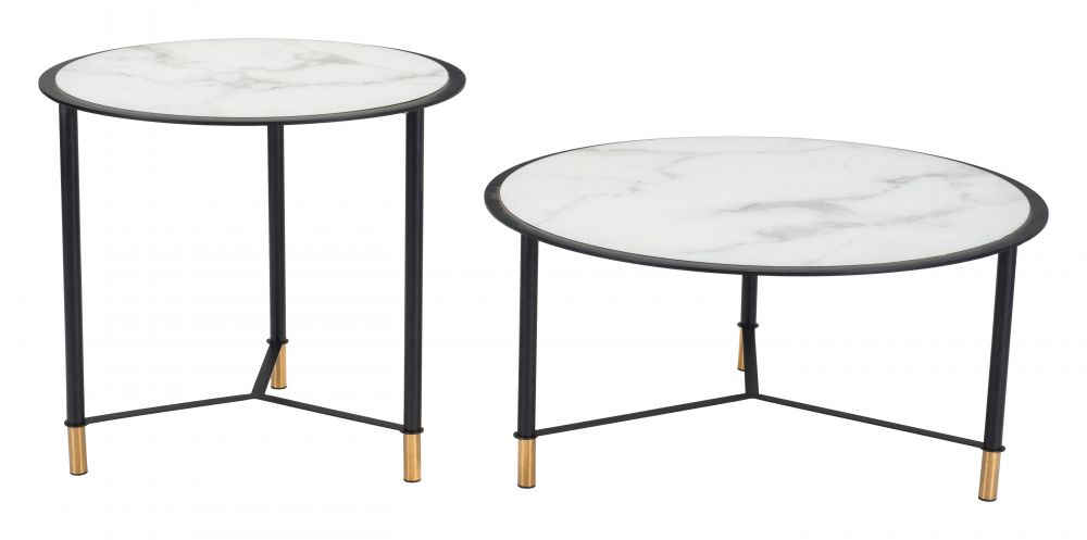 The Davis Coffee Table Set (2-Piece) White & Black  Era and Style Inspired Home Decor 1