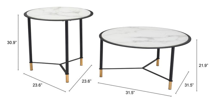 The Davis Coffee Table Set (2-Piece) White & Black  Era and Style Inspired Home Decor 1