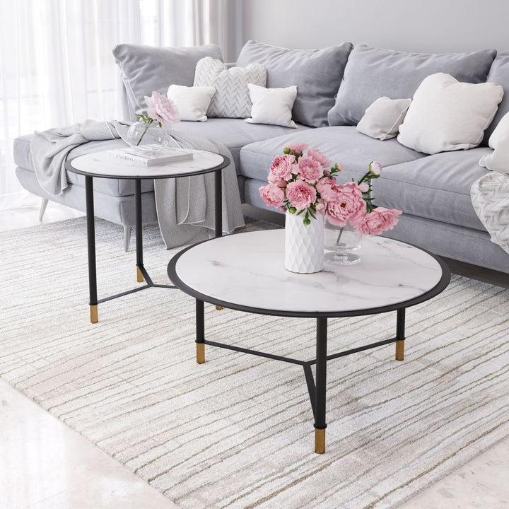 The Davis Coffee Table Set (2-Piece) White & Black  Era and Style Inspired Home Decor 1