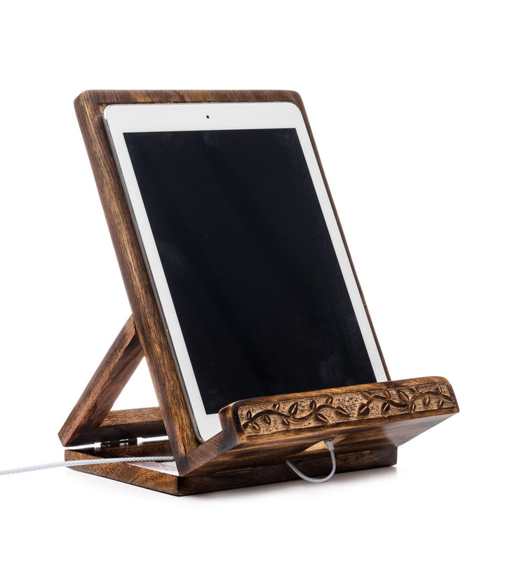 Tree of Life Book Holder Tablet Stand - Hand Carved Wood