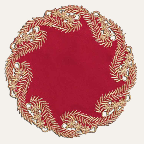 Burgundy Gold Table Doilies - Anyce Collection by Decozen