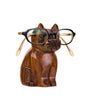 Hand Carved Wood Cat Eyeglass Holder Stand