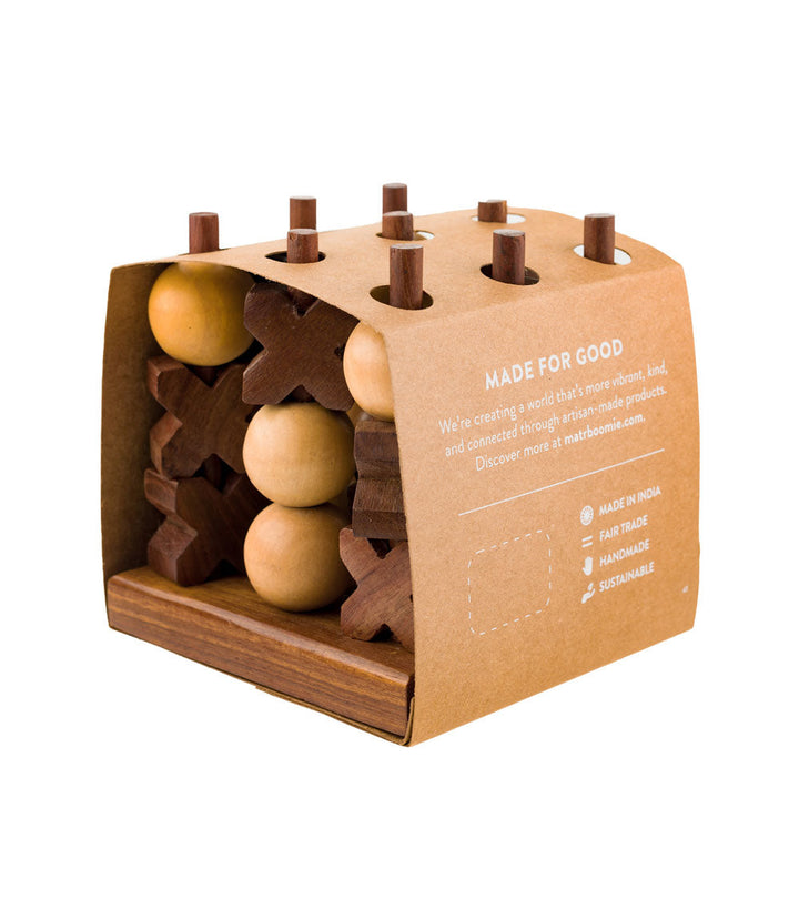 3D Tic-Tac-Toe Game Set - Handcrafted Wood