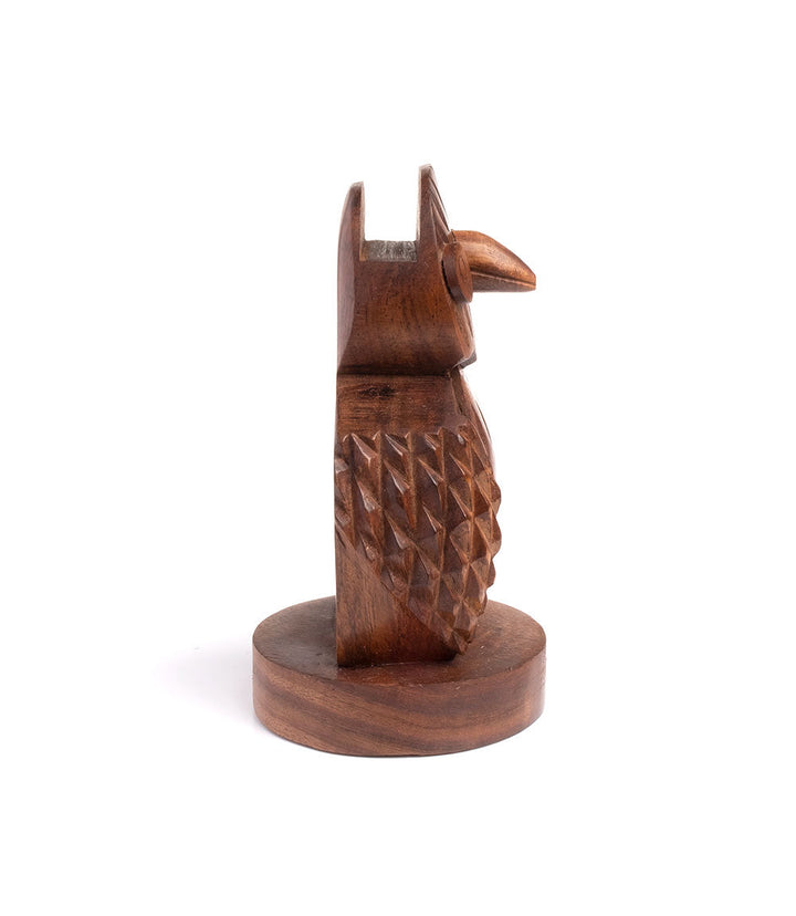 Owl Eyeglass Holder Stand - Hand Carved Wood