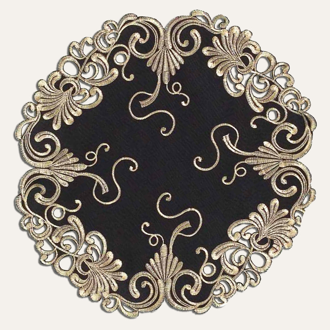 Black Gold Table Doilies - Chantelle Collection by Decozen