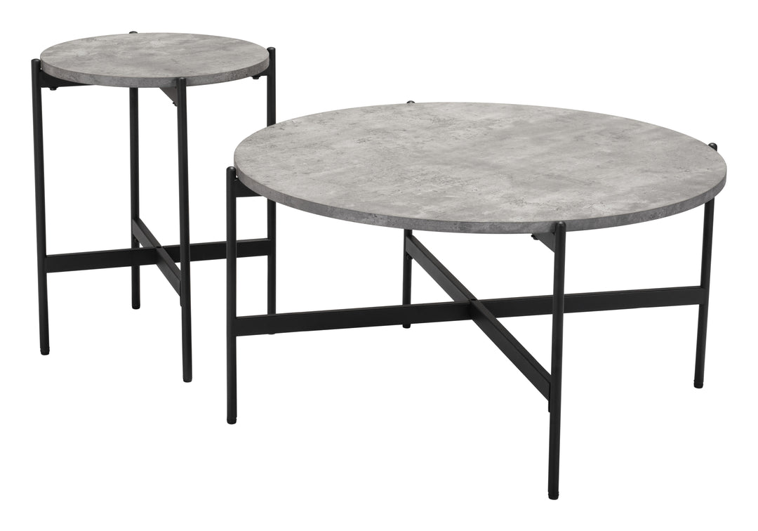 The Malo Coffee Table Set (2-Piece) Gray & Black  Era and Style Inspired Home Decor 1