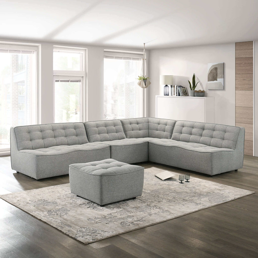 The Selen  Light Grey Linen Corner Sectional Sofa Era and Style Inspired Home Décor 1