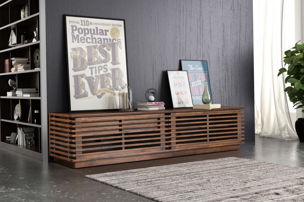 The Linea Wide Entertainment Stand Walnut  Era and Style Inspired Home Decor 1