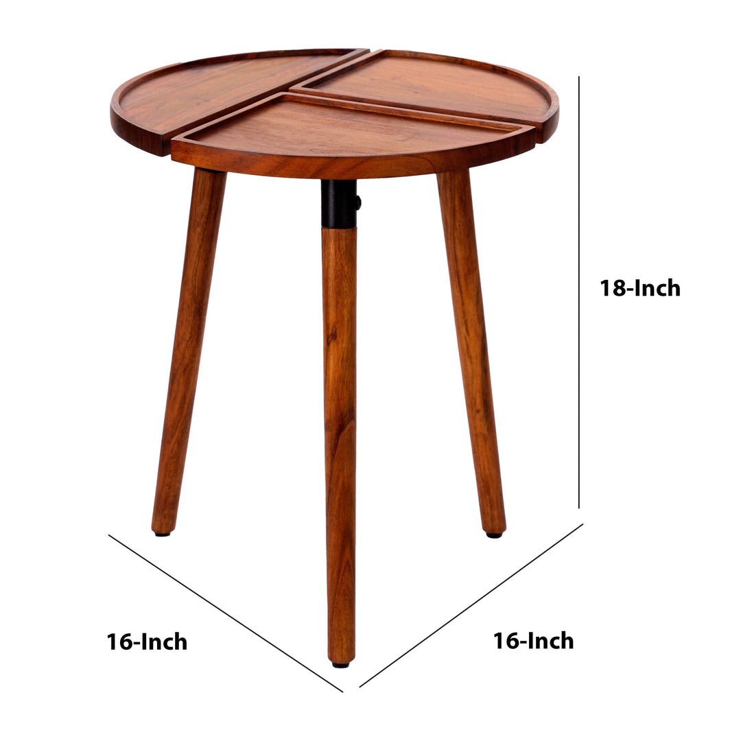 Round Acacia Wood Side Accent Table