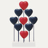 Red Blue White USA Flag Hearts Handmade Wooden Sculpture by Decozen