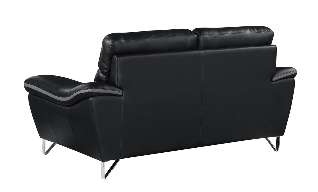 Genuine Leather Black Loveseat