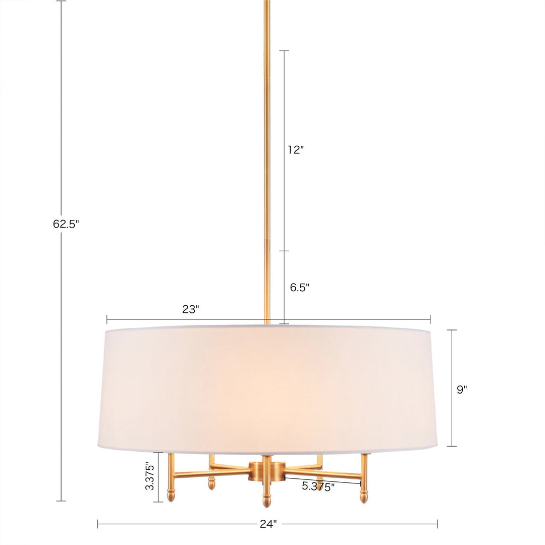 5-Light White Drum Shade Chandelier