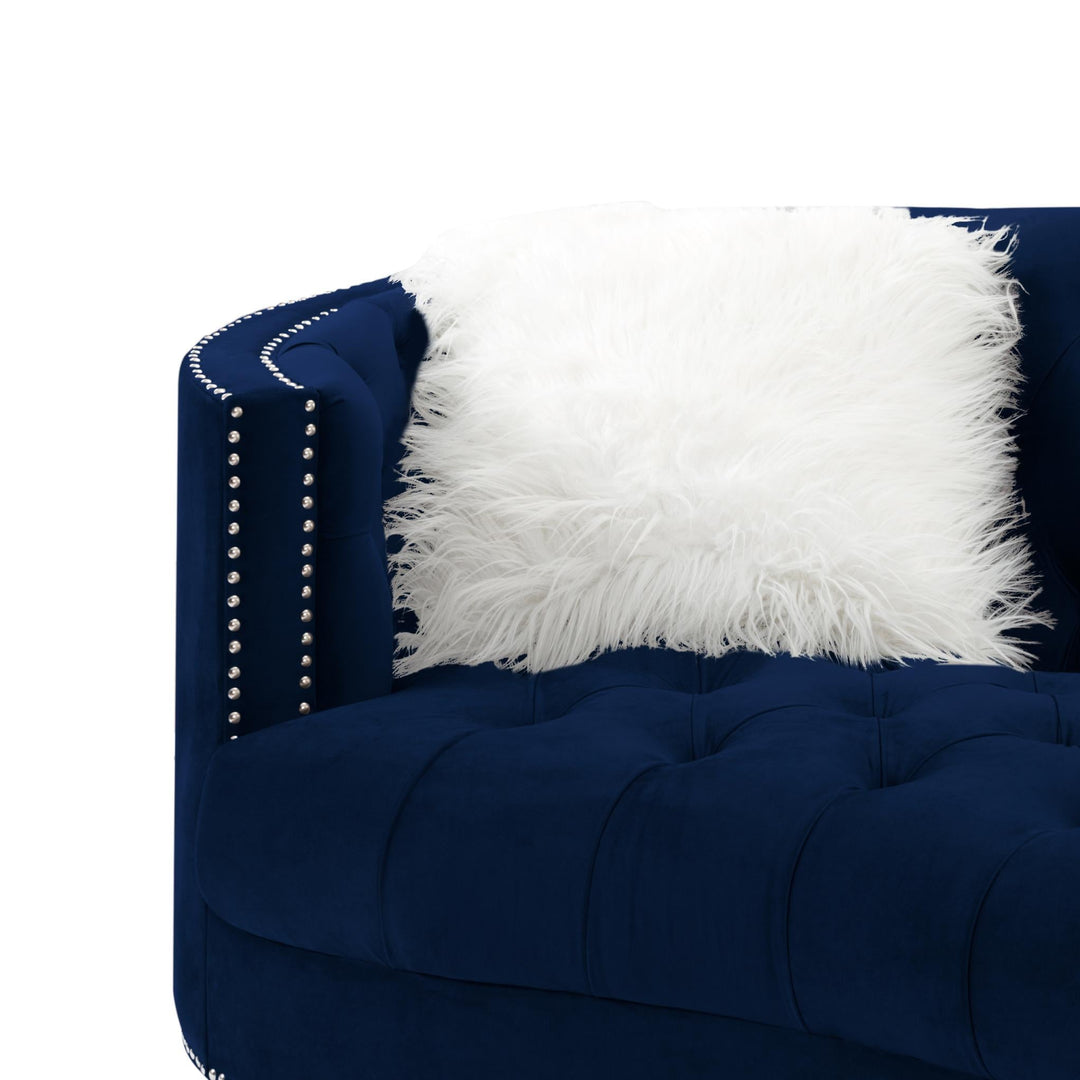 Navy Blue Velvet Living Room Sofa