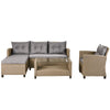 4-Piece Outdoor Beige Rattan Patio Furniture Set