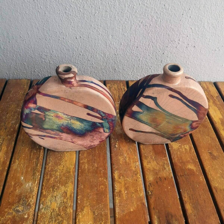 2 Pack Kumo raku pottery vases by RAAQUU