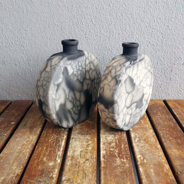 2 Pack Kumo raku pottery vases by RAAQUU