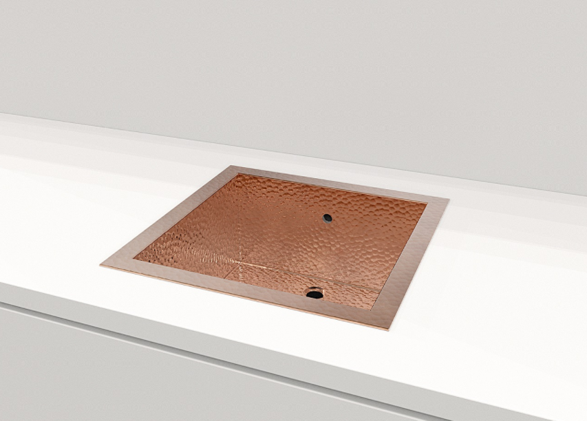 Hammered Undermount Square Copper Sink - Grosseto 17.8"