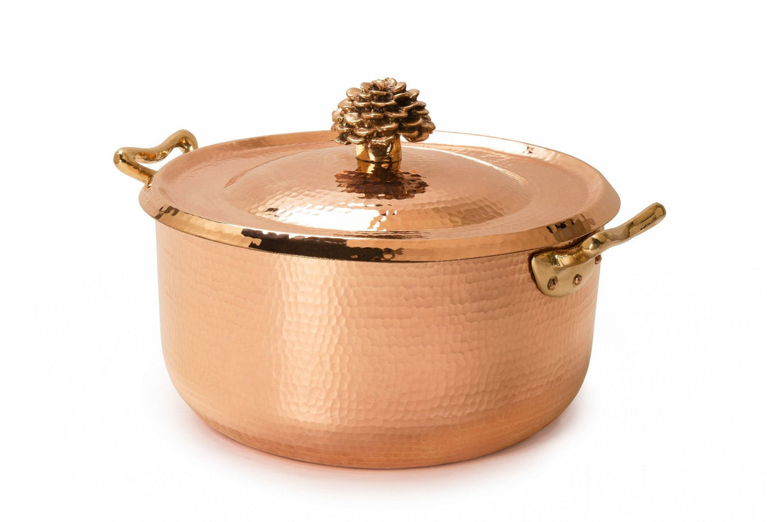 11-Piece Copper Cookware Set with Flower Lids