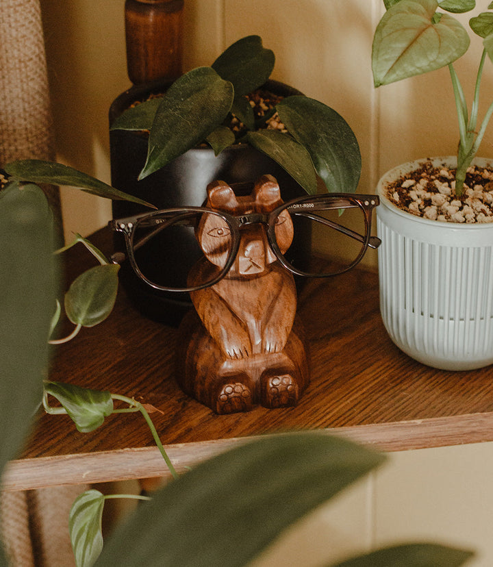 Handcrafted Bear Eyeglasses Holder Stand