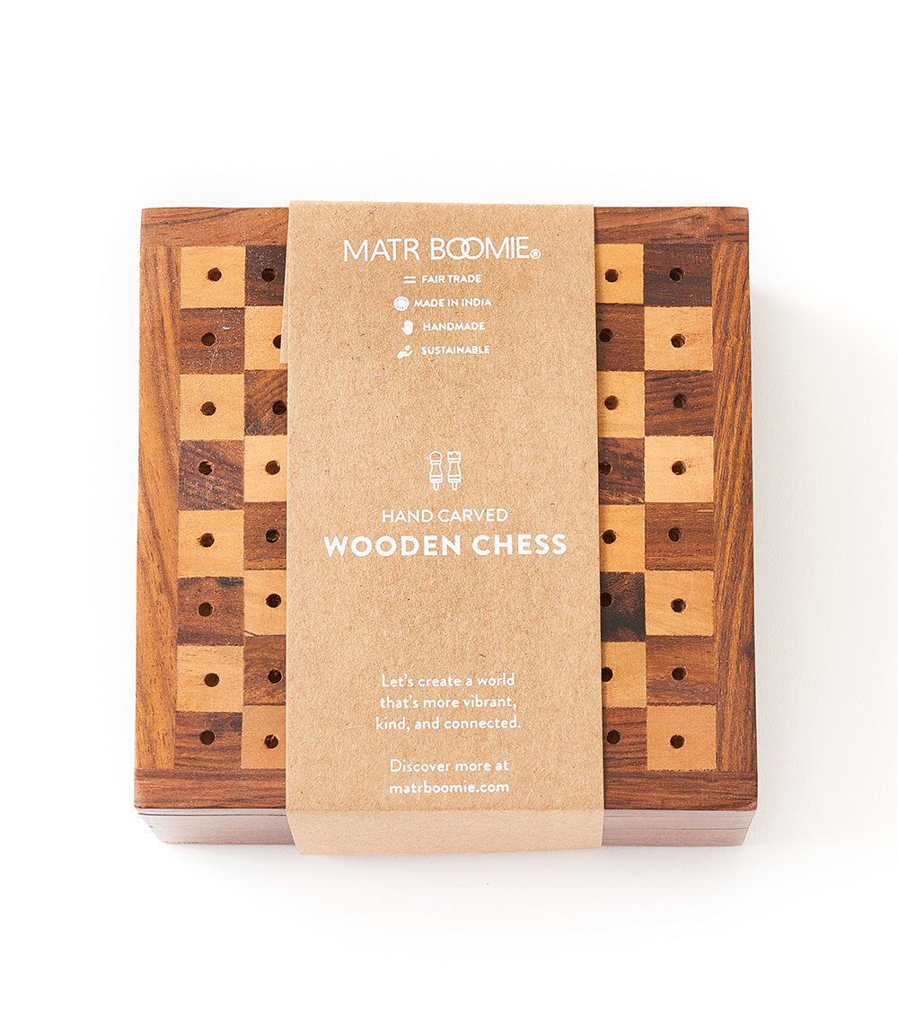 Travel Chess Game -  Handcrafted Wood Pegs by Matr Boomie