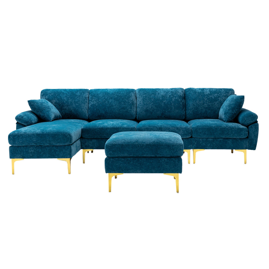 Chic Teal Blue U-Shape Sectional Sofa