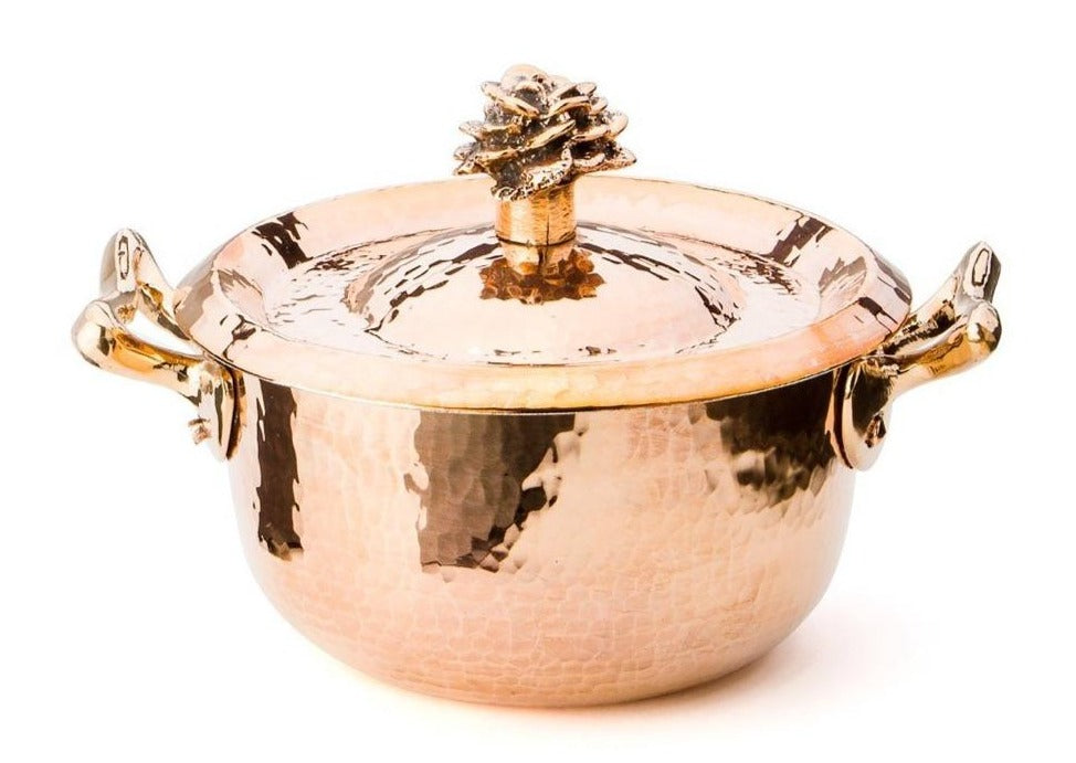 Copper Cocotte 1.2 qt  with Flower Lid