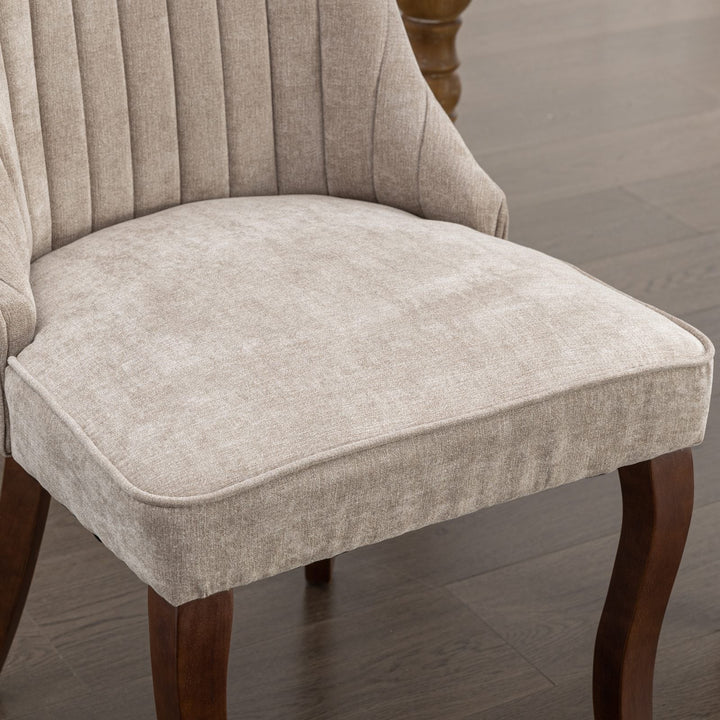 Set of 2 Rayon Cloth Flocking Linen Dining Chairs