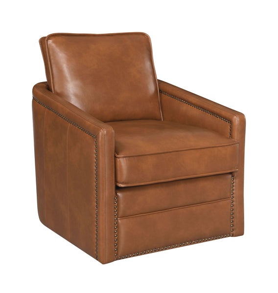 ACME Rocha Brown Leather Aire Accent Swivel Chair