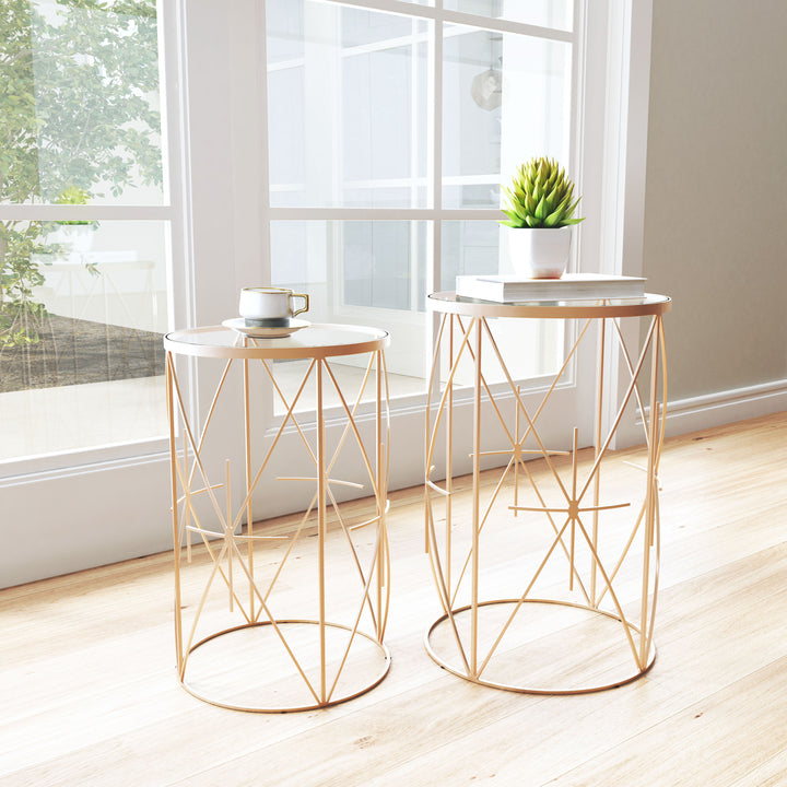 The Hadrian Side Table Set (2-Piece) Gold  Era and Style Inspired Home Decor 1